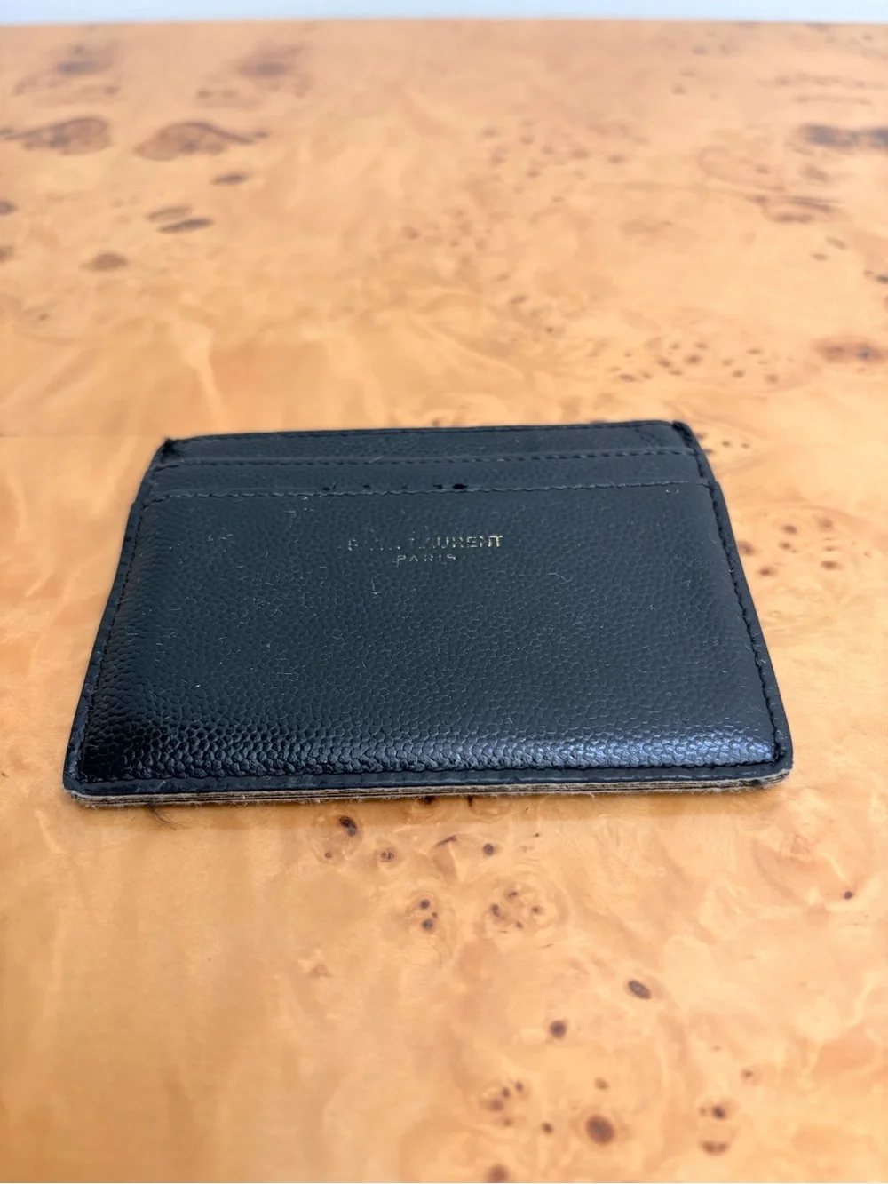 Saint Laurent Black Pebbled Leather Card Case
